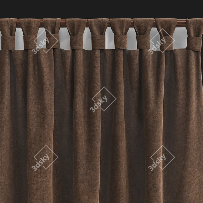 Elegance in Brown: Tulle-Infused Curtains 3D model image 2