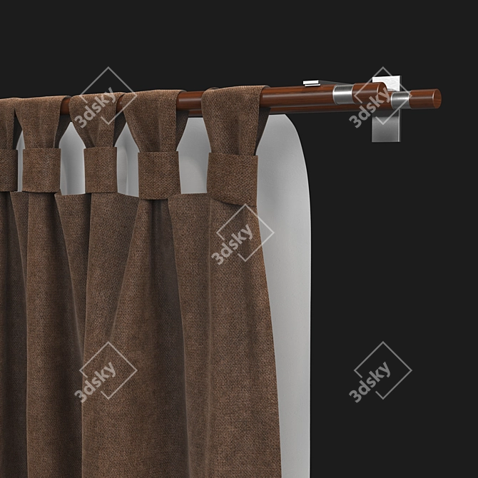 Elegance in Brown: Tulle-Infused Curtains 3D model image 3