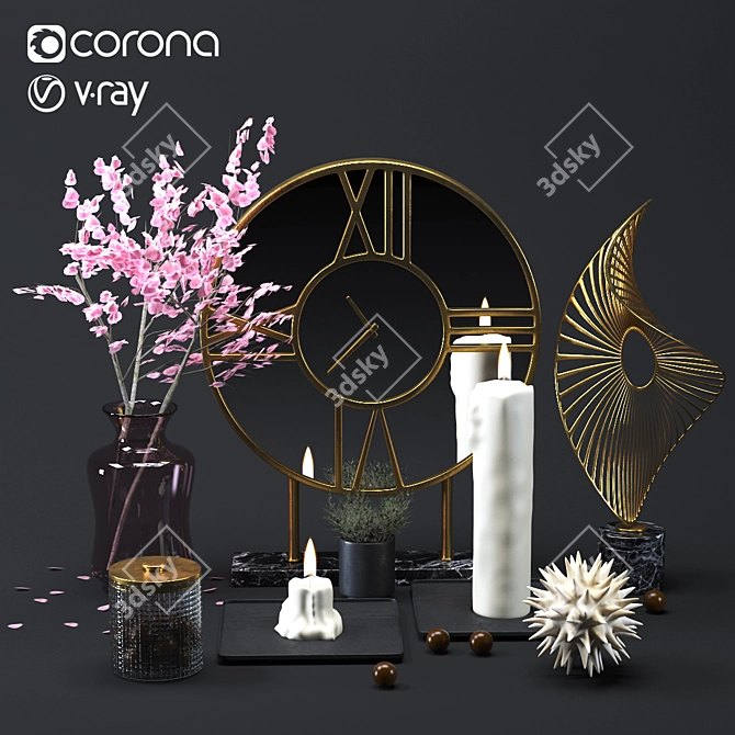 Golden Decor Set: Elegant & Versatile 3D model image 1