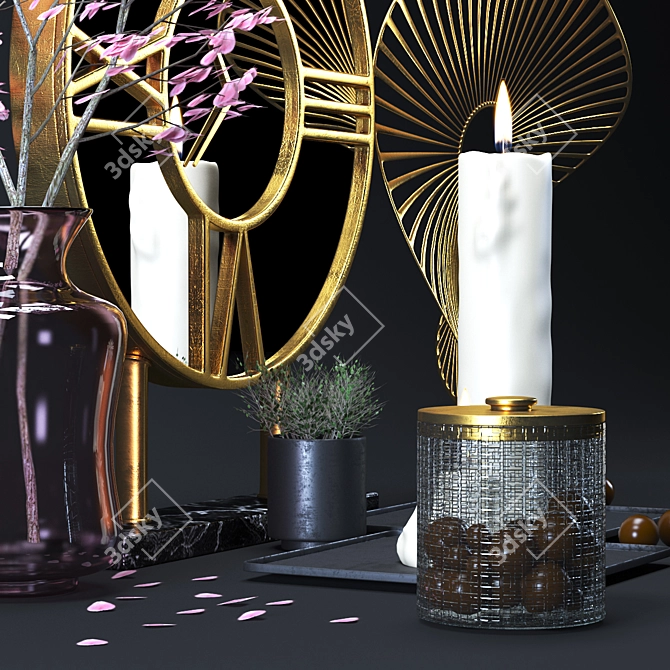 Golden Decor Set: Elegant & Versatile 3D model image 3