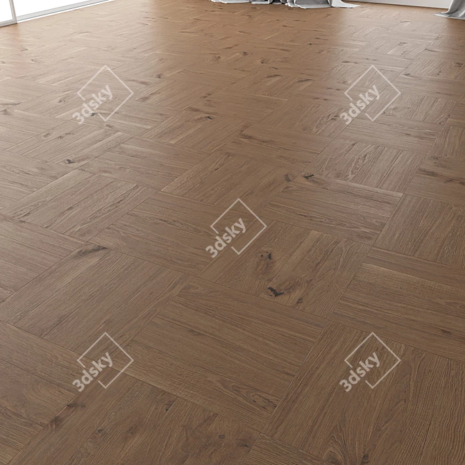 Versatile Parquet Oak Flooring Kit 3D model image 2