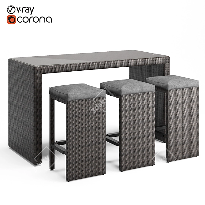 Outdoor Bar Set: Stylish and Sturdy Furniture for Your Outdoor Space 3D model image 1