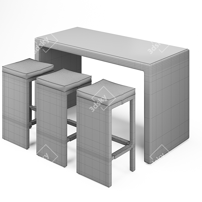 Outdoor Bar Set: Stylish and Sturdy Furniture for Your Outdoor Space 3D model image 4