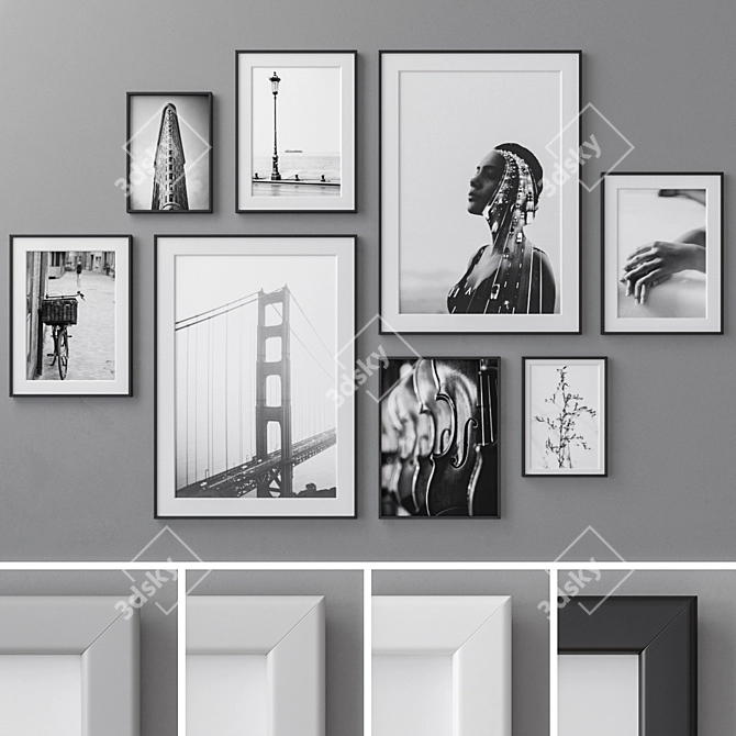 Versatile Photo Frames Set - Various Sizes & Colors 3D model image 1