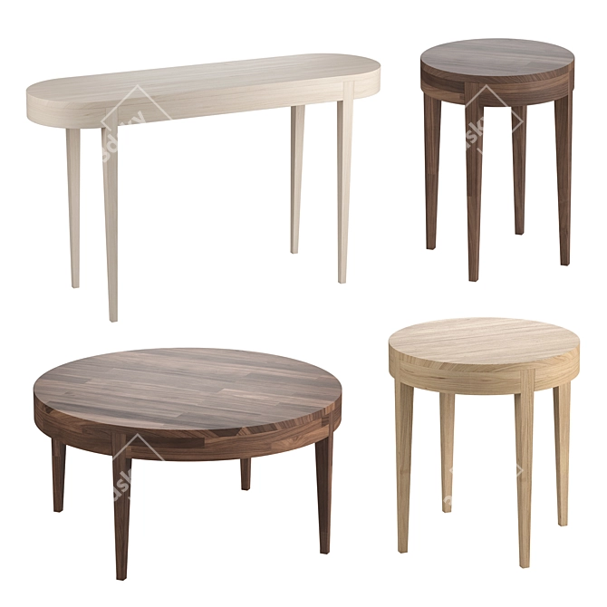 Wooden Elegance: Secret Sits Tables 3D model image 1