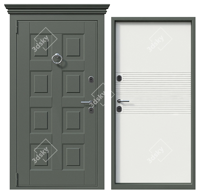 Modern Thermowood Doors 3D model image 1