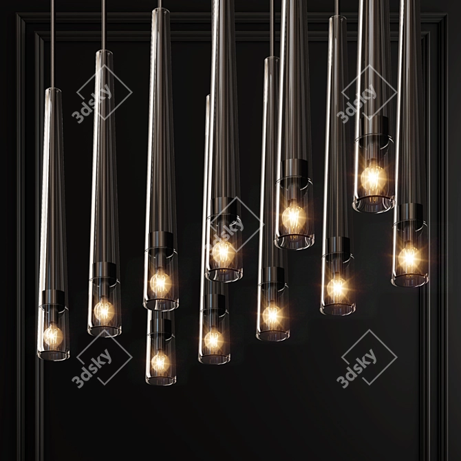 Sleek Glass Chandelier 3D model image 1