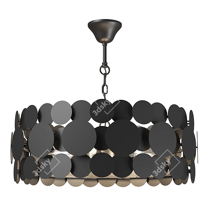 Modern Matte Black Pendant Chandelier 3D model image 1