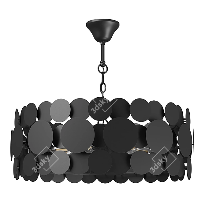 Modern Matte Black Pendant Chandelier 3D model image 2