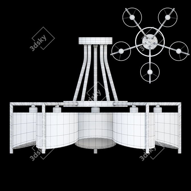 Elegant Textile Pendant Lamp 3D model image 4