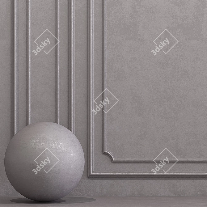 Opal Gray Decorative Plaster with Molding 3D model image 2