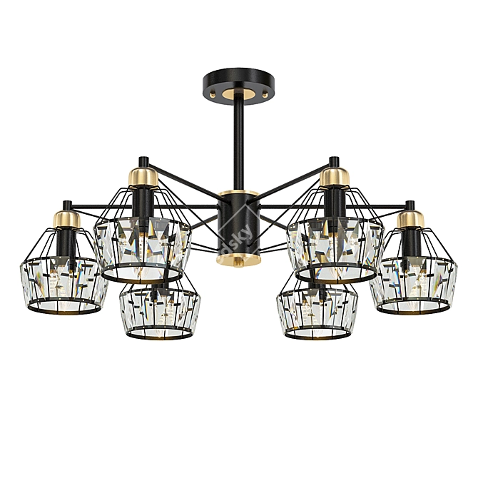 Industrial Loft Chandelier 3D model image 1