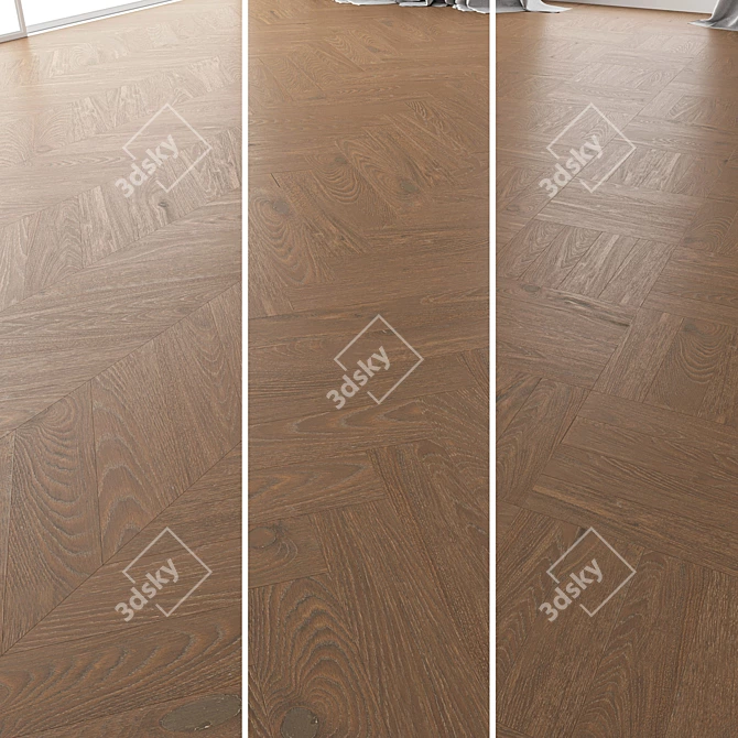 Premium Oak Parquet Set - Vincinyatta Brushed 3D model image 1