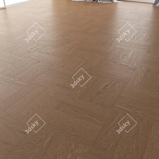 Premium Oak Parquet Set - Vincinyatta Brushed 3D model image 2