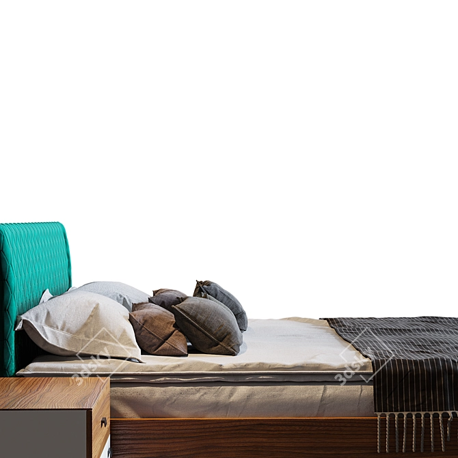 Elegant Brazilian Wood Bed 3D model image 5
