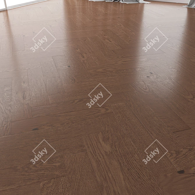 Premium Oak Parquet Set - Walnut Brushed 3D model image 4