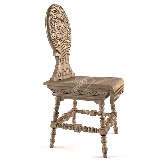 Authentic Russian Chair: Dark Ash Finish 3D model image 2