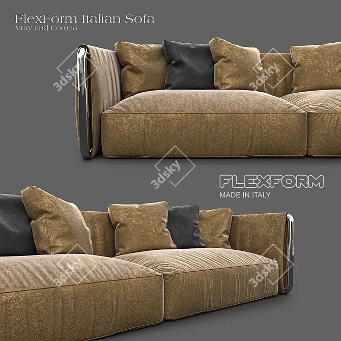 Elegant Italian Sofa 3D model image 2