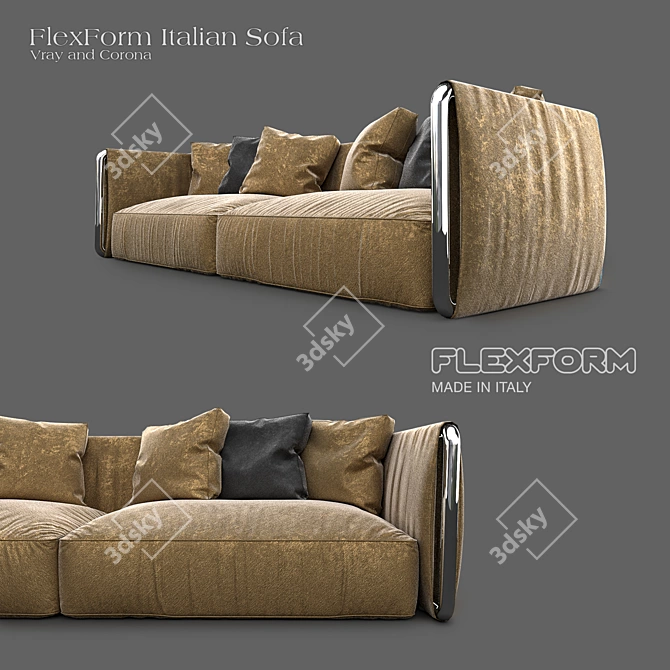 Elegant Italian Sofa 3D model image 3