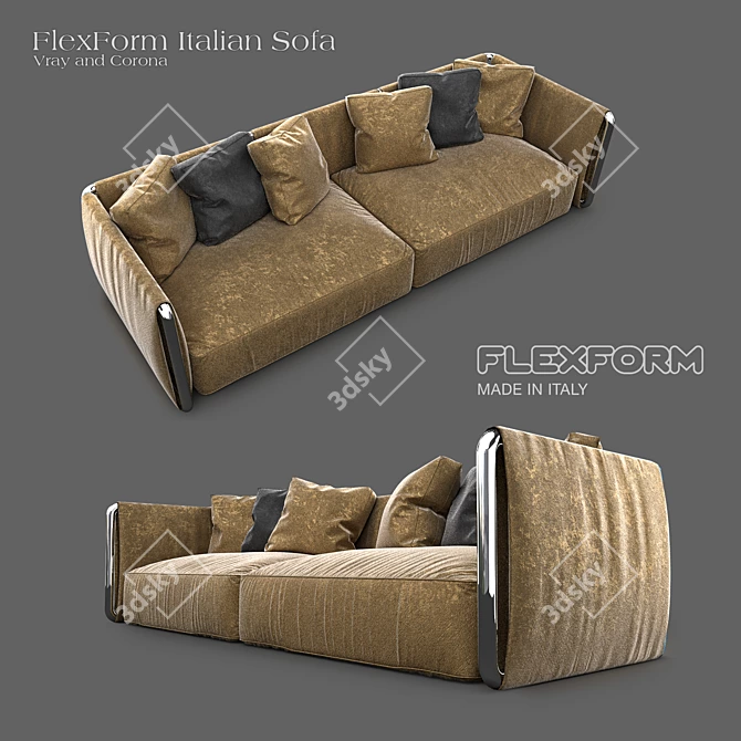 Elegant Italian Sofa 3D model image 4