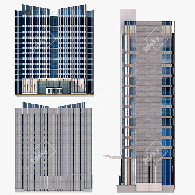 Modern Residential Building: Detailed 3D Model 3D model image 2