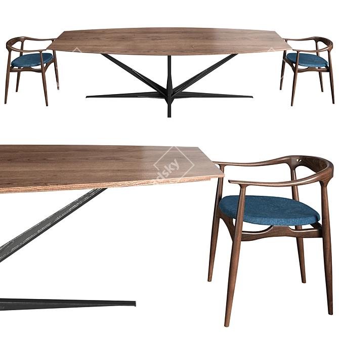 ATRA Agave Dining Set: Table and Chairs 3D model image 1