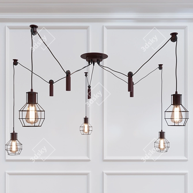 Industrial Spider Pendant Lamp 3D model image 1