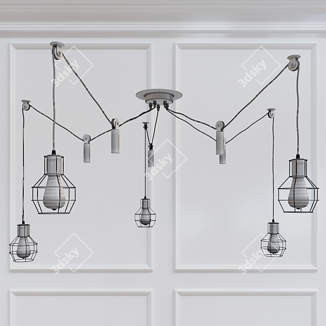 Industrial Spider Pendant Lamp 3D model image 2