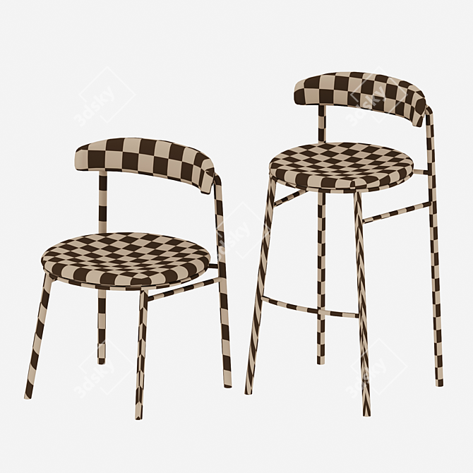 Pixel Chairs: Sleek and Stylish Seating 3D model image 2