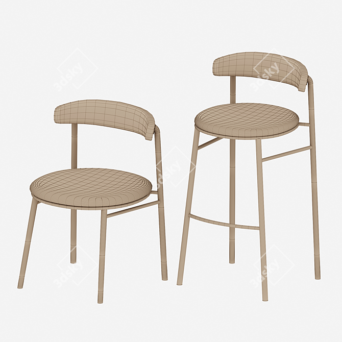 Pixel Chairs: Sleek and Stylish Seating 3D model image 3