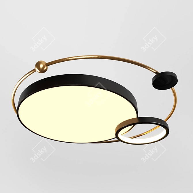 Modern Black Brass Ceiling Light 3D model image 1