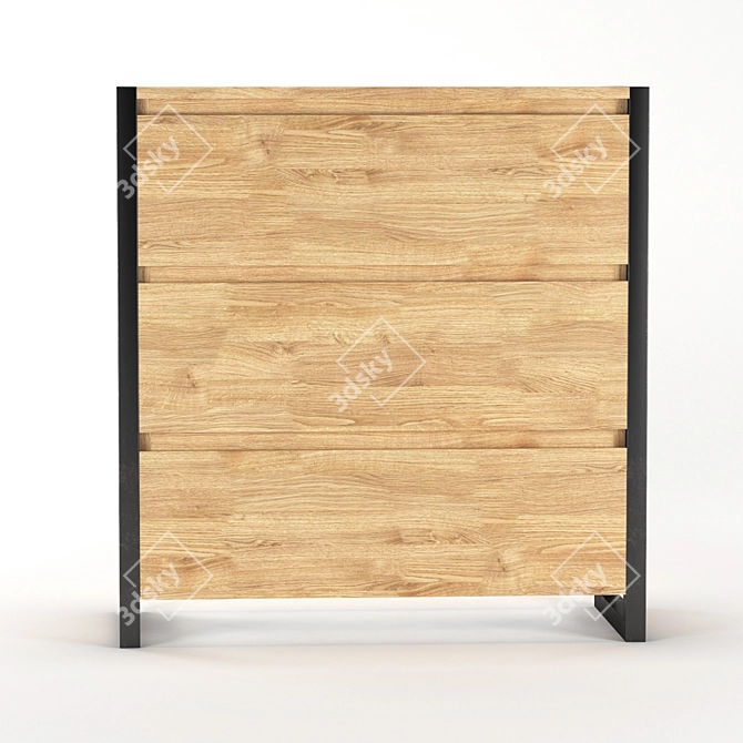 Elegant Ash Wood Chest 3D model image 2