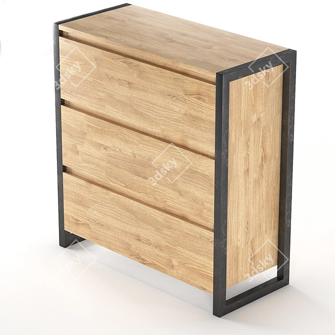 Elegant Ash Wood Chest 3D model image 3