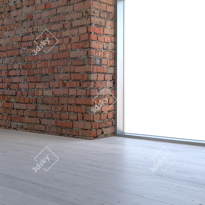 Seamless Brick Red Textured Wall 3D model image 3