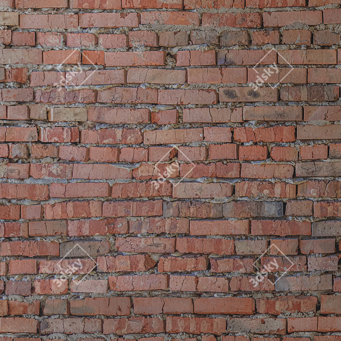 Seamless Brick Red Textured Wall 3D model image 4