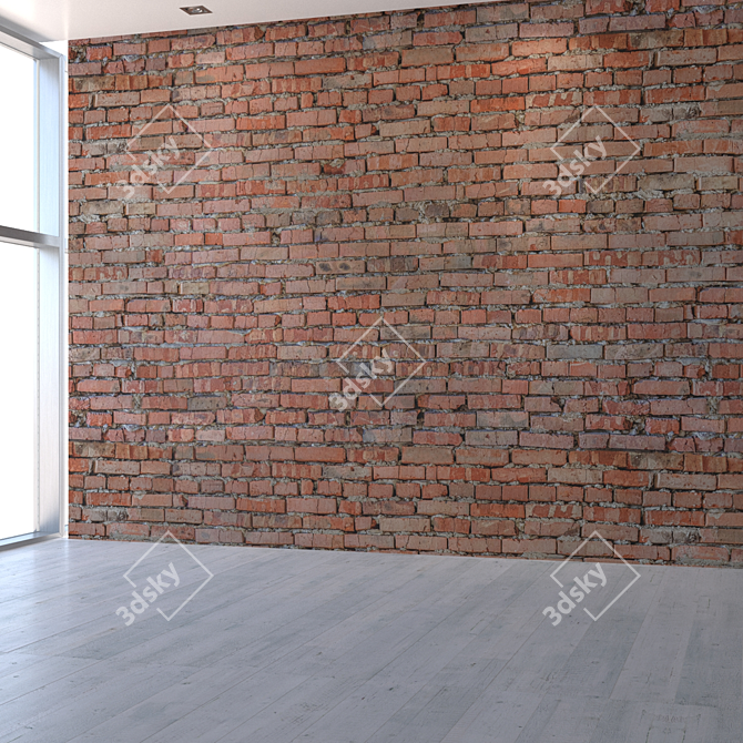 Seamless Brick Red Textured Wall 3D model image 5