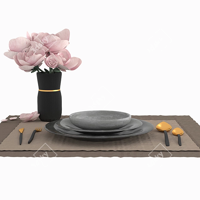 Elegant Dining Decor Set 3D model image 1