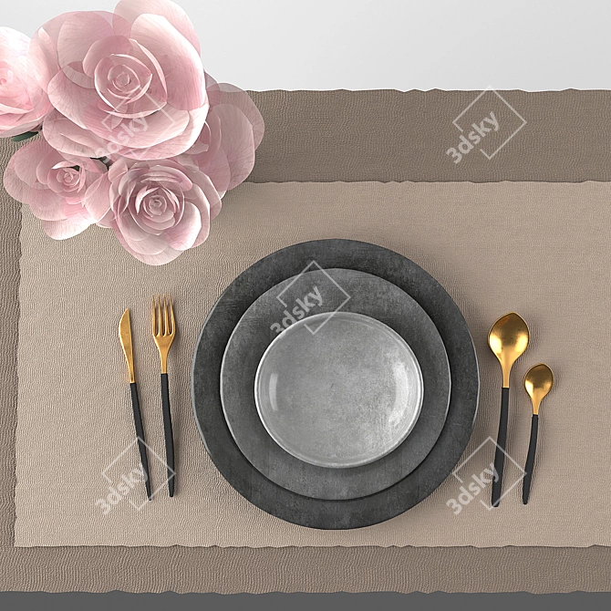 Elegant Dining Decor Set 3D model image 2