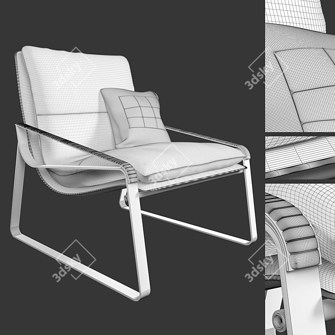 Sleek Modern Lounge Armchair 3D model image 2