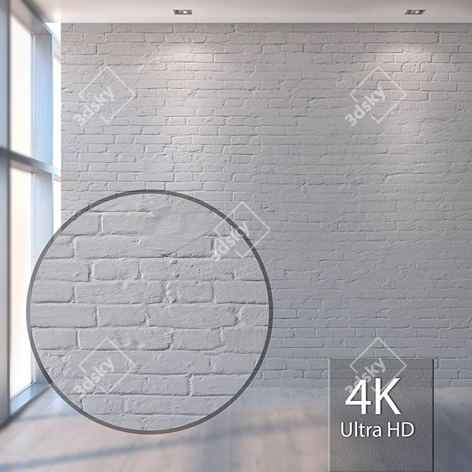 Seamless White Brick Texture for High Resolution Designs 3D model image 1