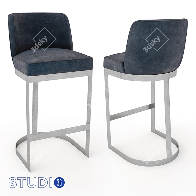 Elegant Steel Bar Stool - Model J129 3D model image 1