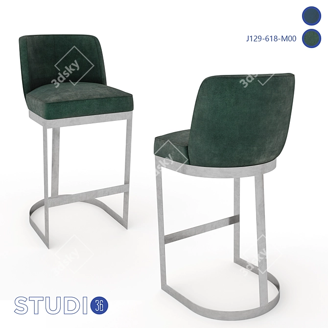 Elegant Steel Bar Stool - Model J129 3D model image 3