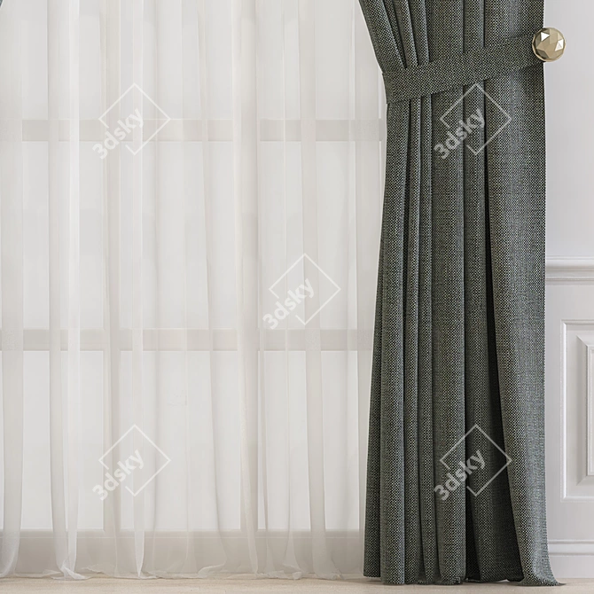 632 Curtain: Optimized Design and Enhanced Detail 3D model image 2