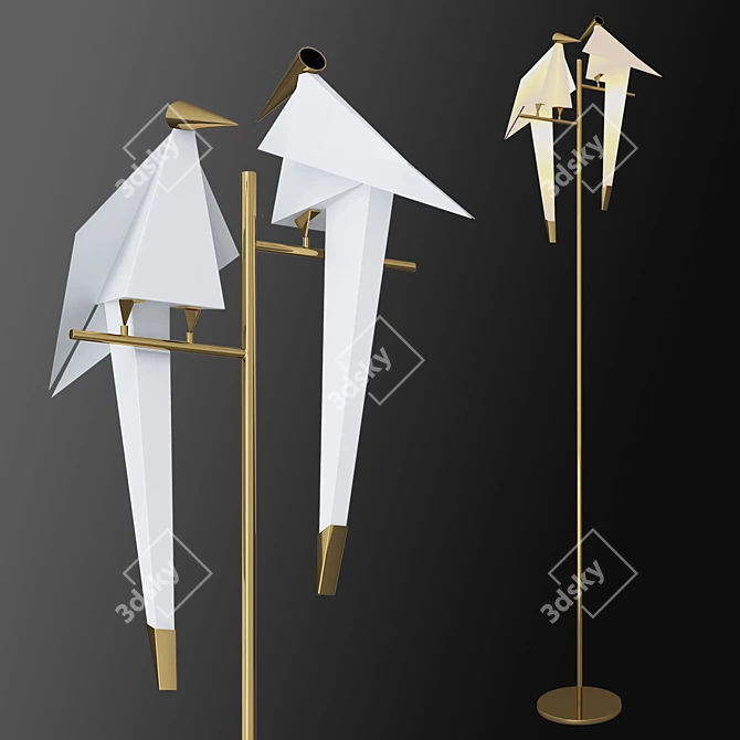 Golden Birds LED Floor Lamp 3D model image 1