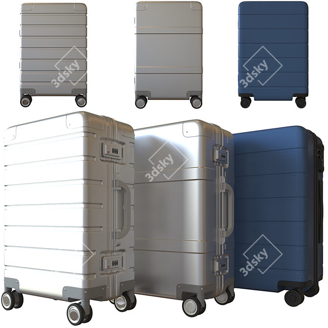 Xiaomi 20" Luggage Set: Classic, Metal, 90FUN 3D model image 1