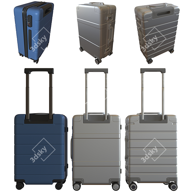 Xiaomi 20" Luggage Set: Classic, Metal, 90FUN 3D model image 2