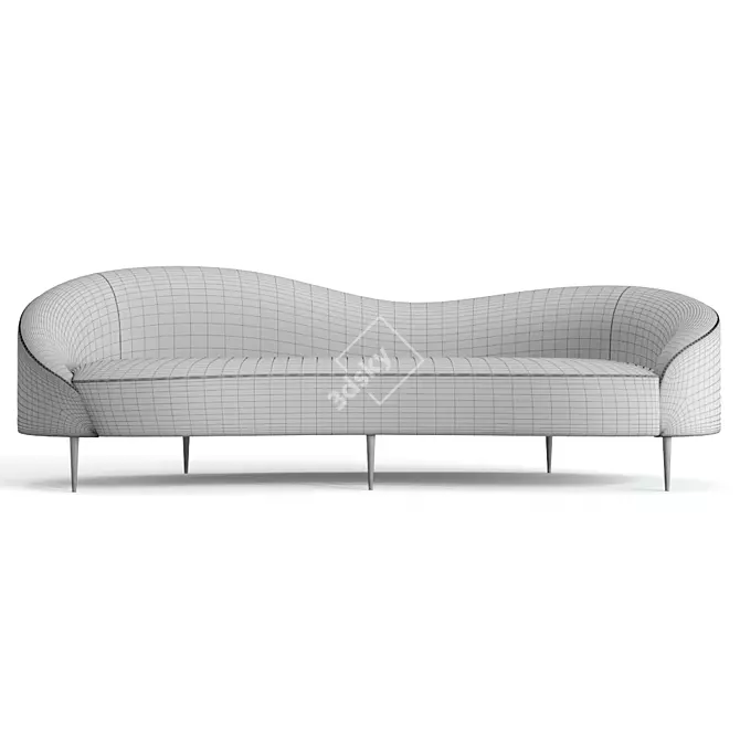 Elegant Gray Velvet Sofa 3D model image 3