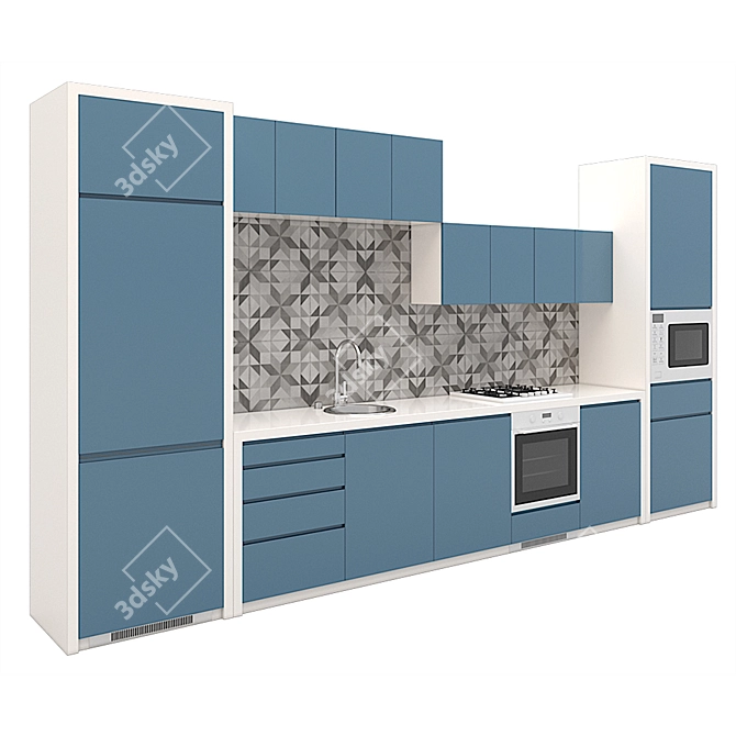 Modern Kitchen Model with Textures 3D model image 2