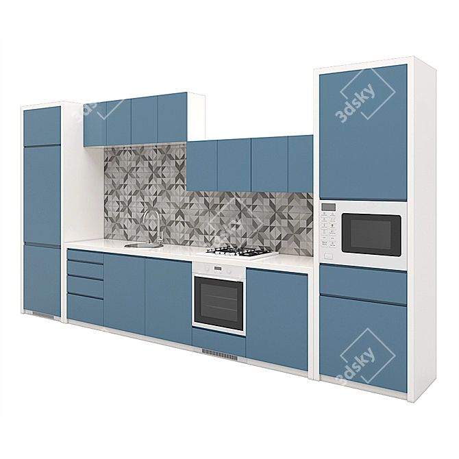 Modern Kitchen Model with Textures 3D model image 3