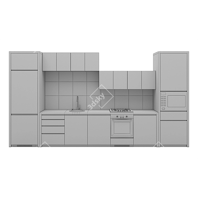 Modern Kitchen Model with Textures 3D model image 5